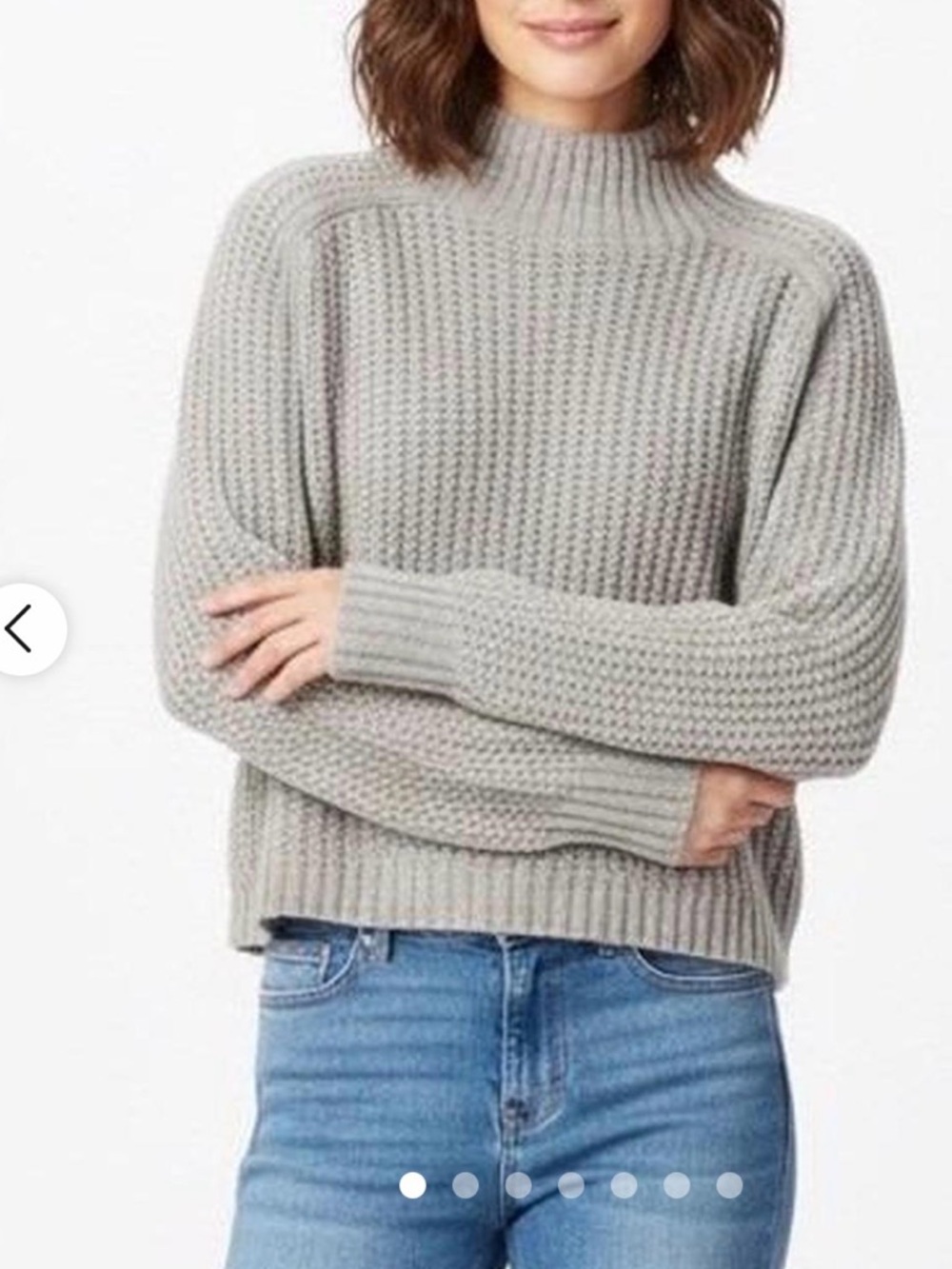Madewell Light Gray Ribbed Mock Neck wool Sweater soft! Sz L